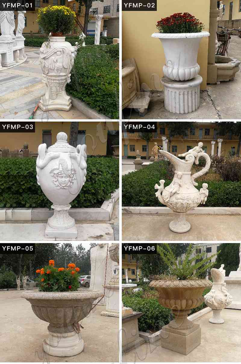 Garden White Marble Flower Planters for Sale