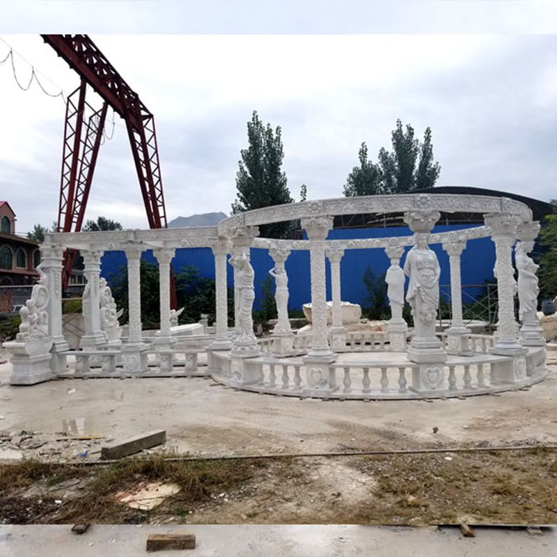 High Quality Hand Carved Pure White Marble Gazebo Manufacturer