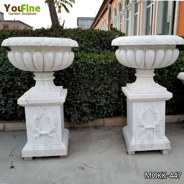 Large Garden White Marble Flower Planters for Sale MOKK-447