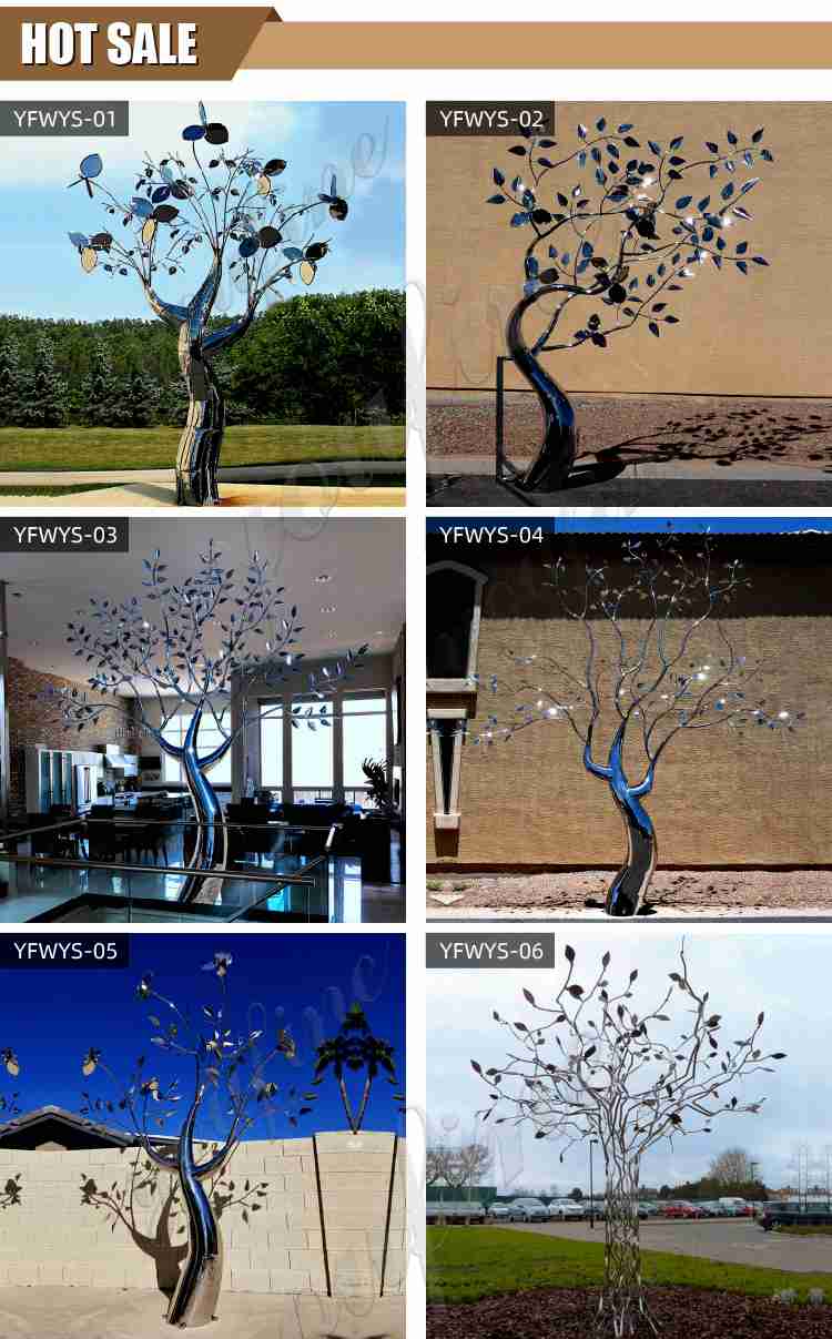 Large Metal Tree Stainless Steel Sculpture for Sale
