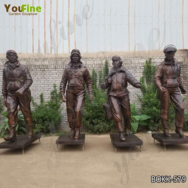 Life Size Outdoor Tuskegee Airmen Bronze Soldier Statues Supplier BOKK-579