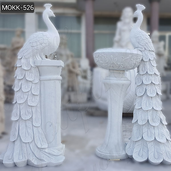 Modern Outdoor White Marble Peacock Flower Pots for Sale MOKK-526