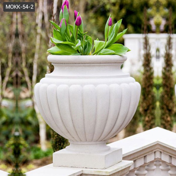 Factory Supply Outdoor White Marble Garden Flower Pots for Garden MOKK-54