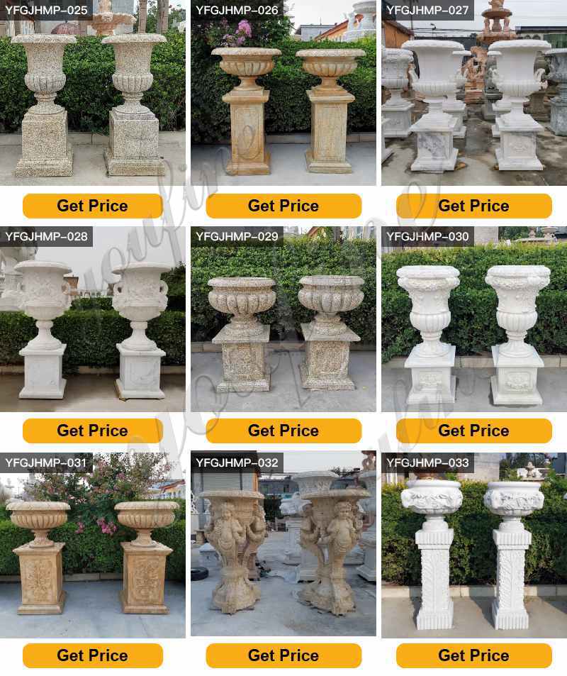 Outdoor White Marble Garden Flower Pots