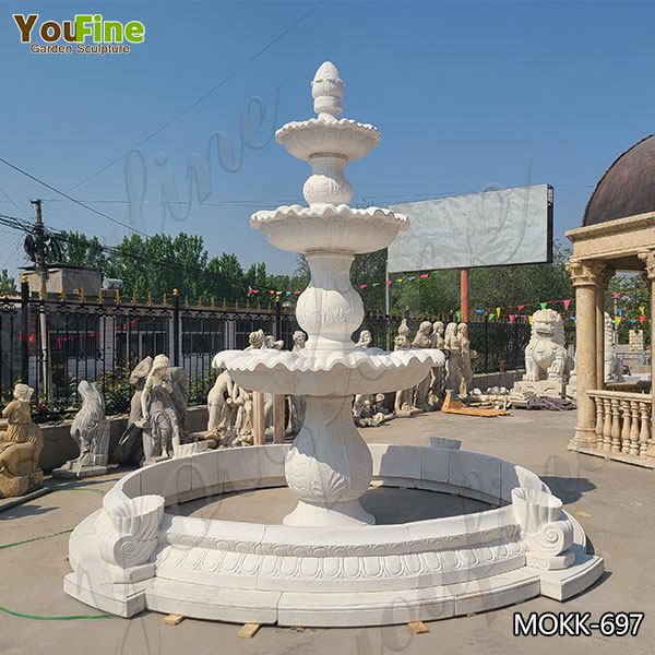 Three Tiered Marble Water Lotus Fountain for Backyard Decor Sale MOKK-697