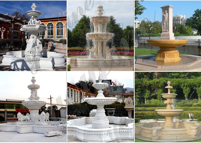 Three Tiered Marble Water Lotus Fountain for Backyard