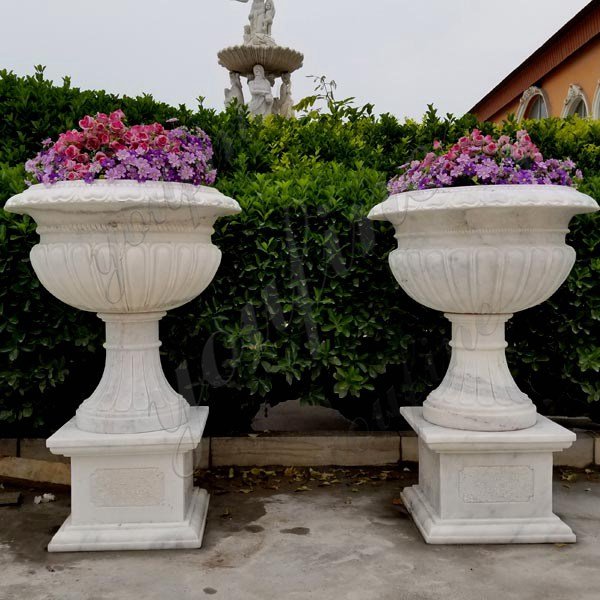Life Size Garden Ornament White Marble Planters Wholesale MOKK56