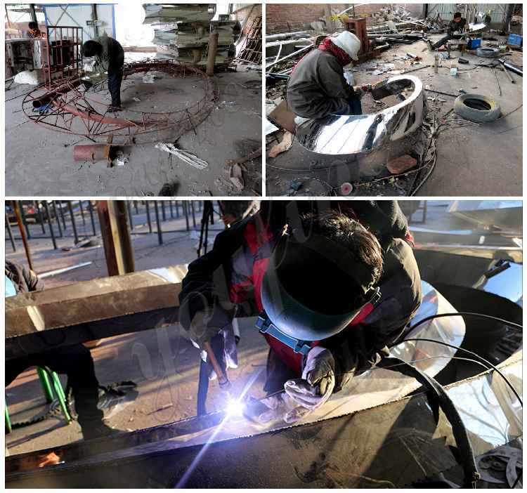 process of  Stainless Steel Dolphin Sculptures
