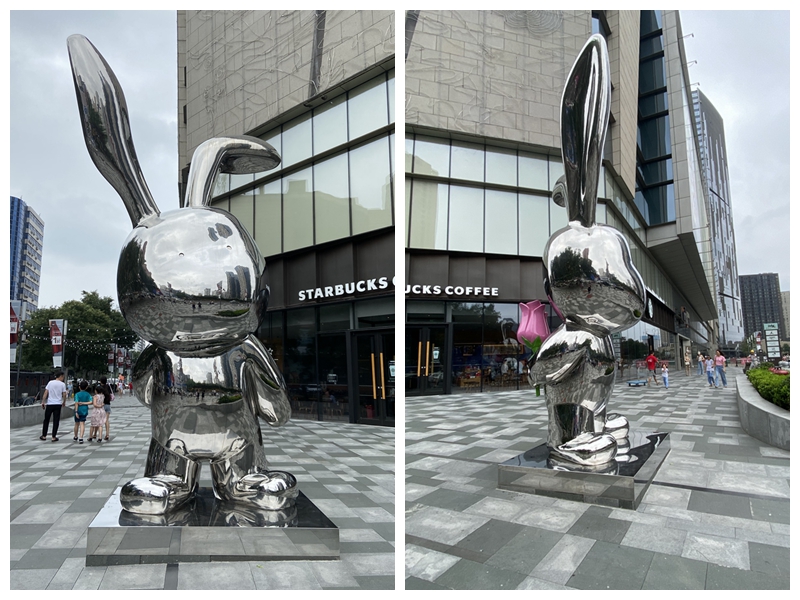 Abstract Stainless Steel Rabbit Sculpture for Garden detail