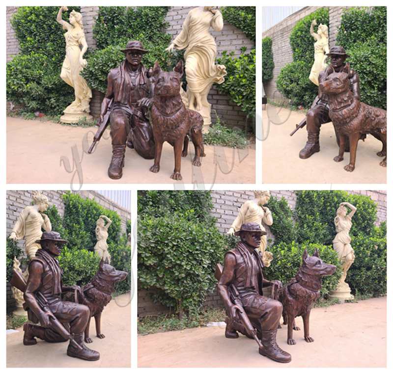 Bronze Soldier and Dog Statue