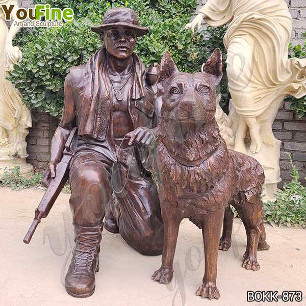 Custom Antique Bronze Soldier and Dog Statue for An American Client Maker BOKK-873