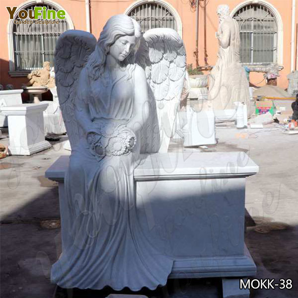 High Quality White Marble Angel Monument Headstone from Factory MOKK-38