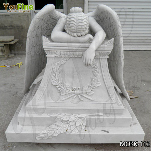 Life Size White Weeping Angel Marble Monument for Sale MOKK-112