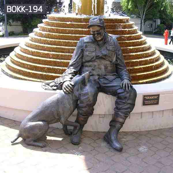 Lowest Price Outdoor Craft Bronze Soldier Sculpture with Dog Monument BOKK-194