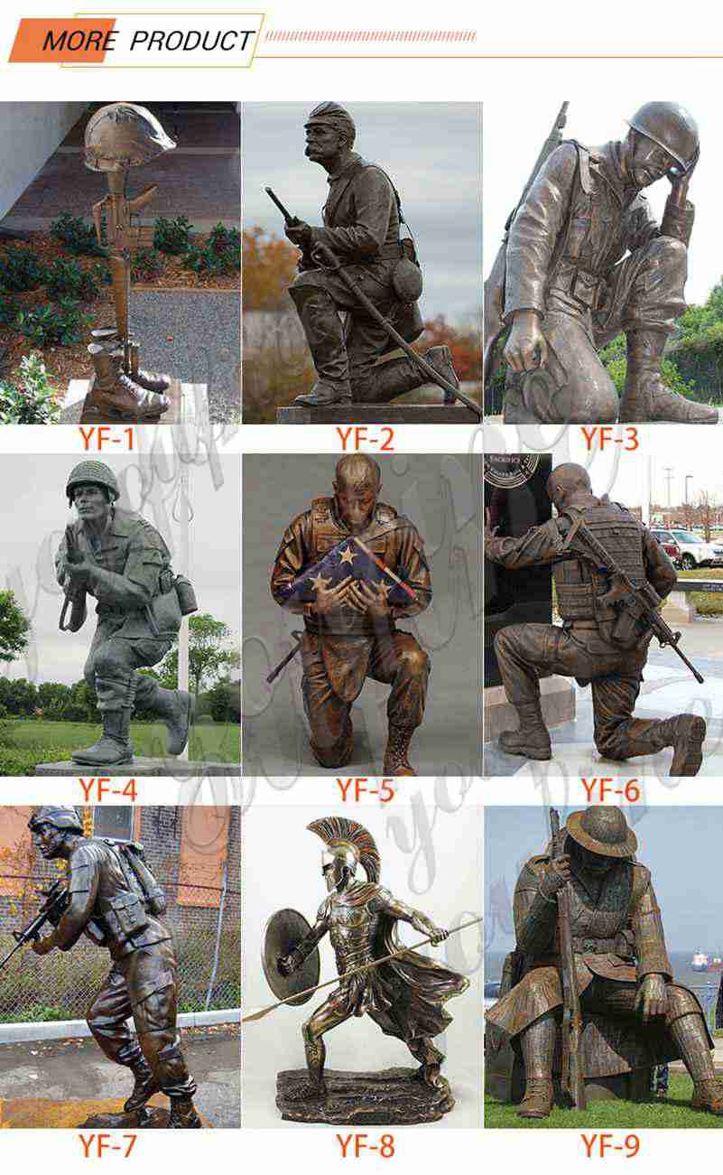 Outdoor Bronze Kneeling Soldier Sculpture