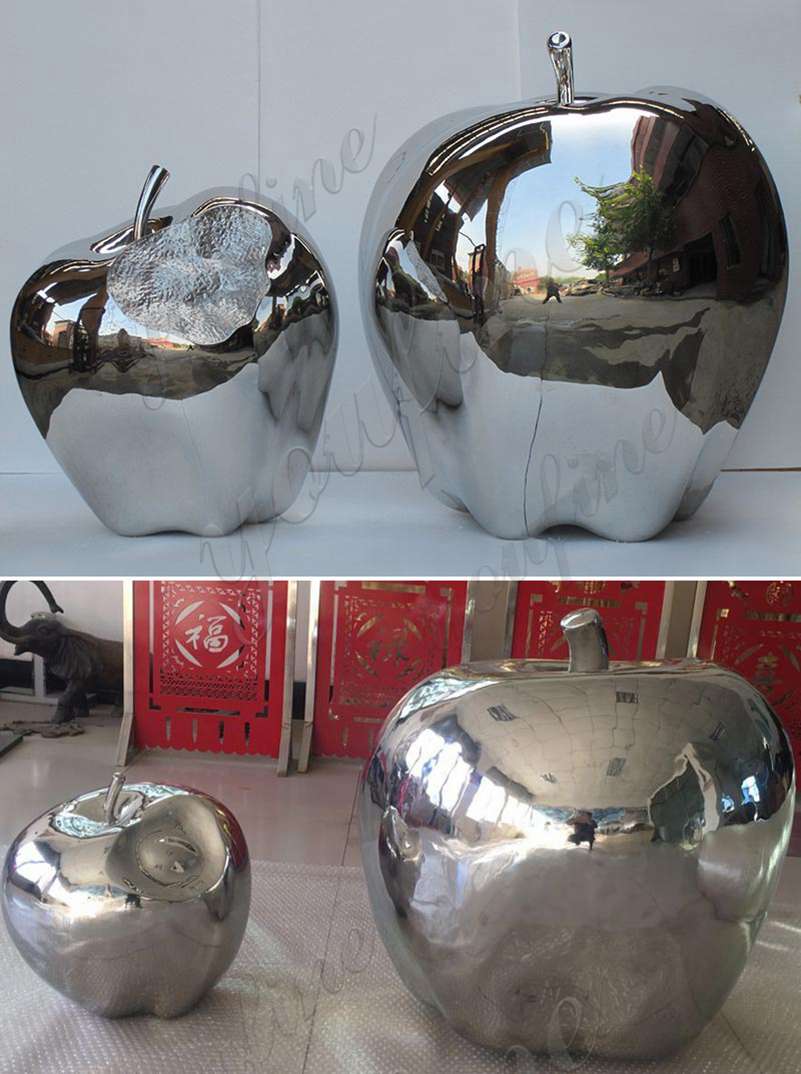 Polished Stainless Steel Apple Sculptures