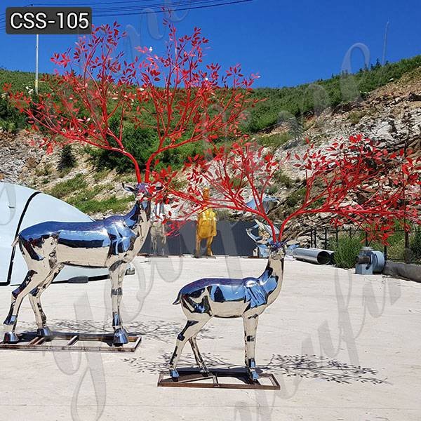 Newest Outdoor Stainless Steel Deer Garden Sculpture from Factory CSS-105