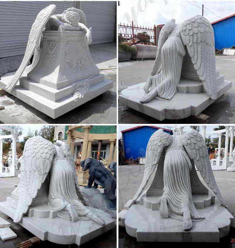 White Weeping Angel Marble Monument for Sale