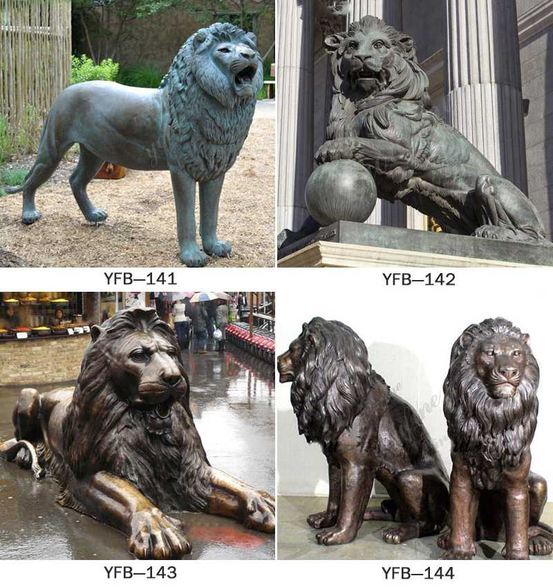 Large Antique Bronze Winged Lion Statue with Ball Door Entrance for Sale Other Designs