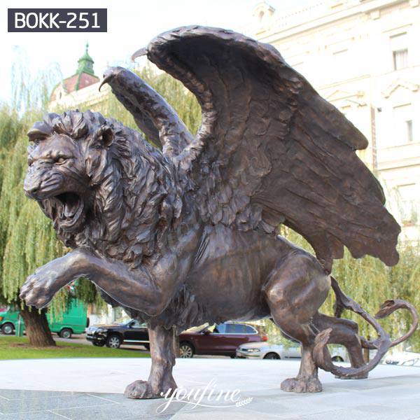 Large Outdoor Winged Lion Statue Flying Lion Lawn Ornaments for Sale BOKK-251
