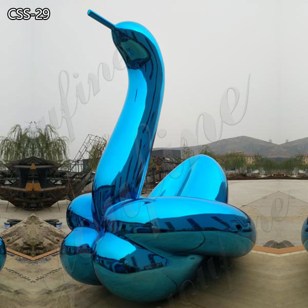 Modern Jeff Koons Blue Balloon Swan Stainless Steel Sculpture for Sale CSS-29