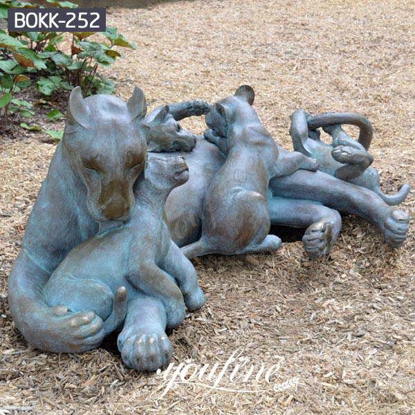 Outdoor Antique Bronze Lion Family Wildlife Animals Sculptures for Sale BOKK-252