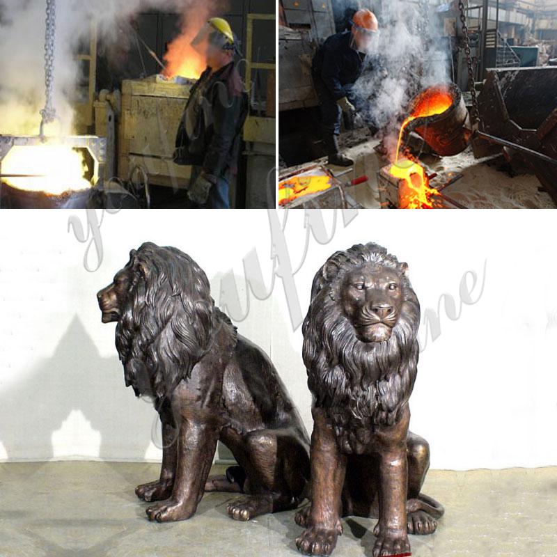 Outdoor Antique Bronze Lion Family Wildlife Animals Sculptures for Sale Castings