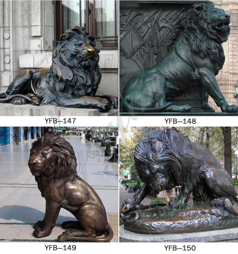 Outdoor Antique Bronze Lion Family Wildlife Animals Sculptures for Sale Product Show