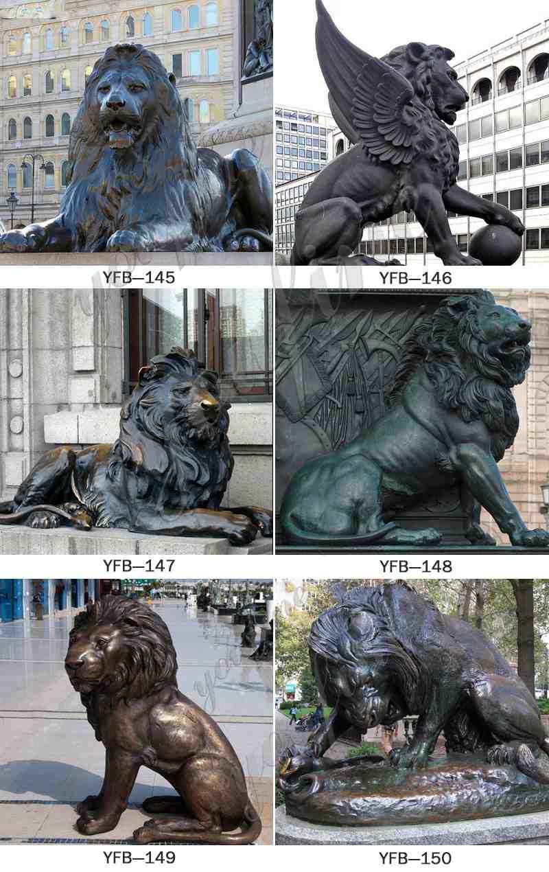 Outdoor Life Size Golden Bronze Winged Lion Statue for Door Decoration Other Designs