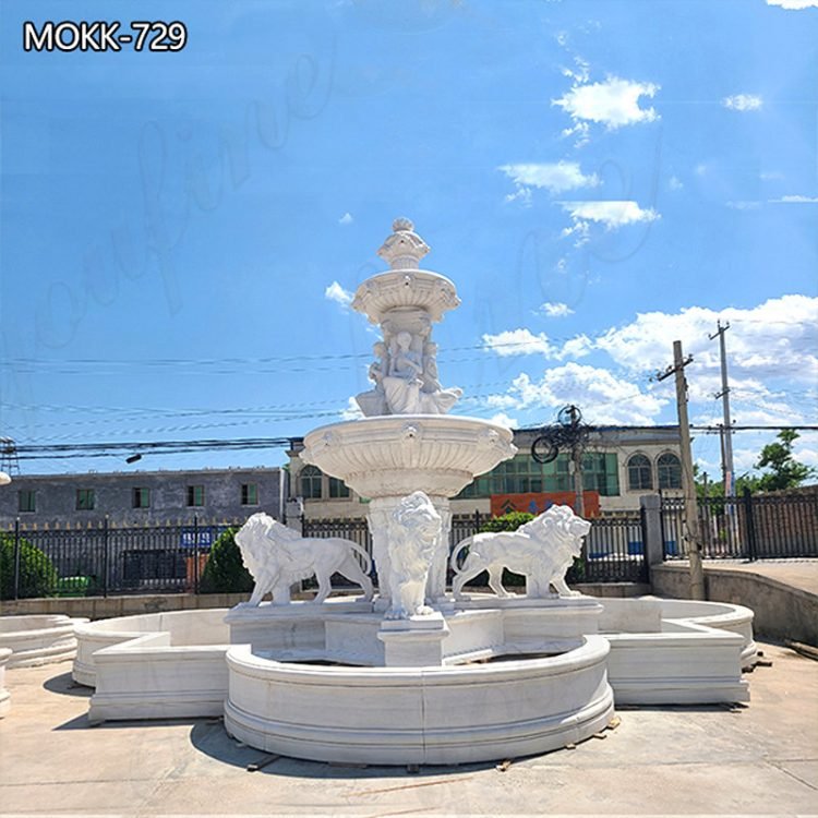 Garden Decoration Tiered Marble Lion Fountain for Sale MOKK-729