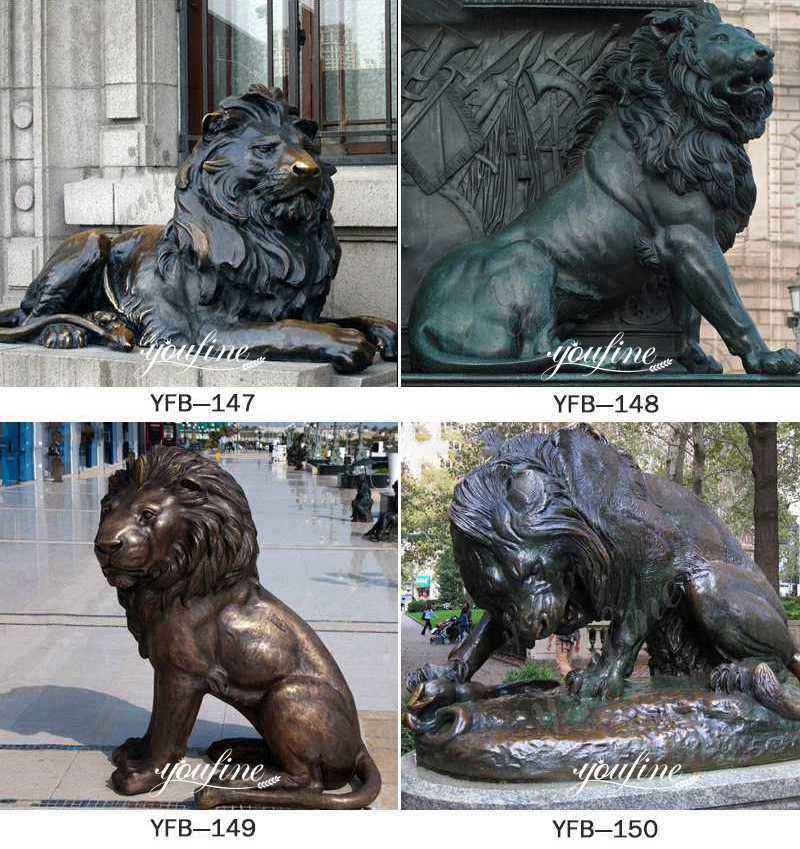 Life Size Antique Bronze Sitting Lion Statue Door Entrance Decor for Sale More Designs