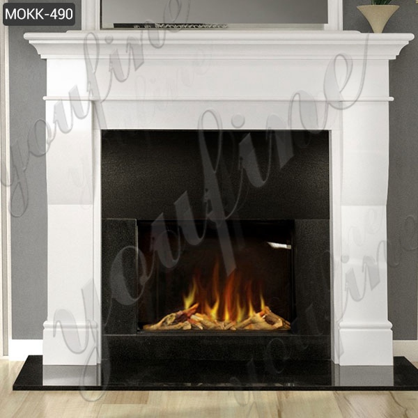 White Marble Tile Fireplace Facing Home Decoration for Sale MOKK-490