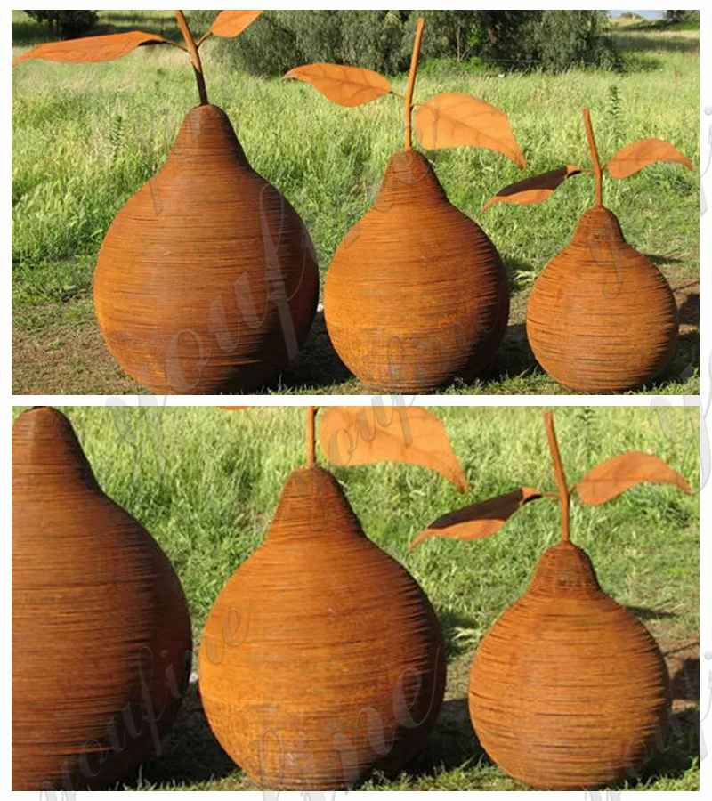 Pear Corten Steel Sculpture Garden Decor