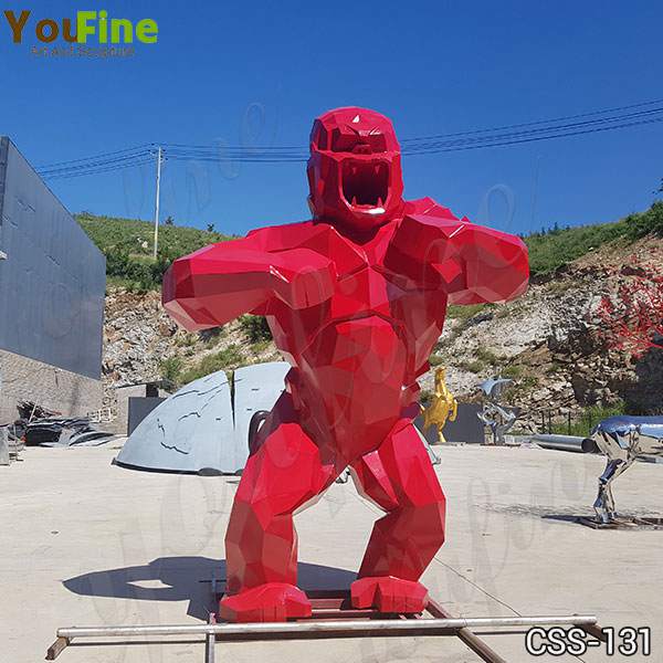 Large Outdoor Red Stainless Steel King Kong Sculpture for Sale CSS-131