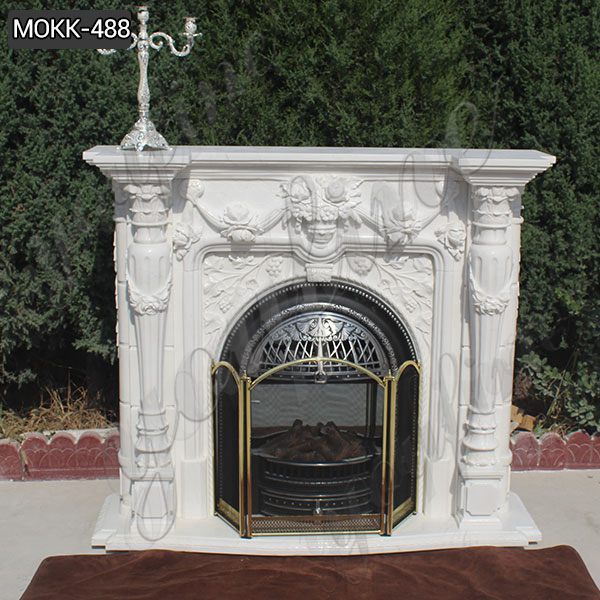 Simple Design White Marble Fireplace Supplier for Sale MOKK-488