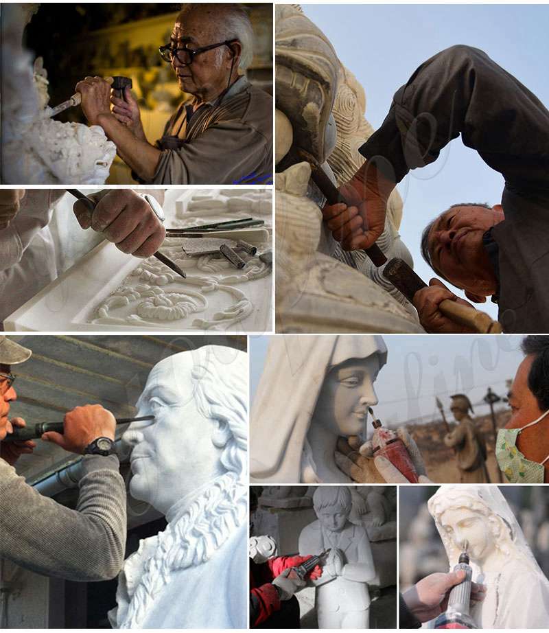 process of Marble Jesus Good Shepherd Statue