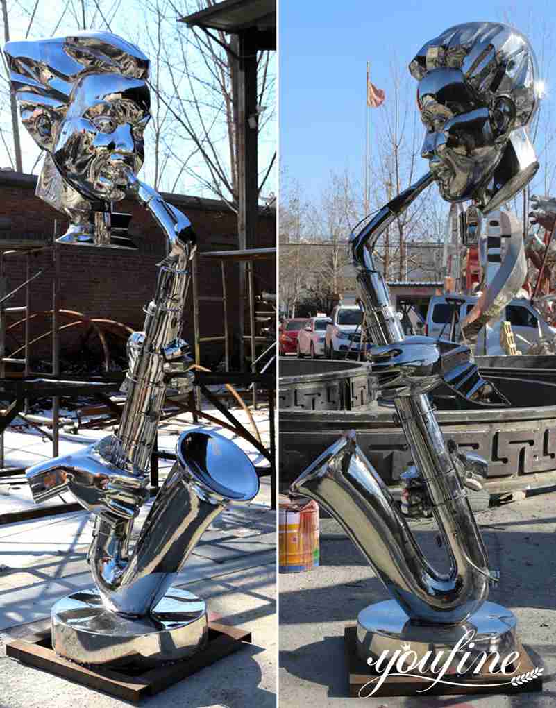 Garden Decor Modern Metal Saxophone Musician Sculptures for Sale