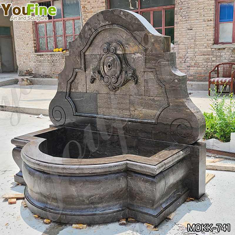 Garden Natural Black Granite Wall Fountain with Flora MOKK-741