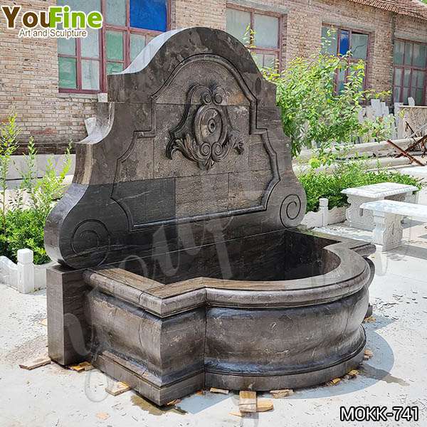 Garden Natural Black Granite Wall Fountain with Flora