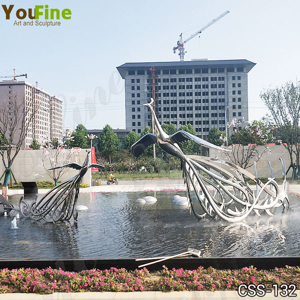 Large Metal Phoenix Sculpture for Sale Stainless Steel Sculpture Factory CSS-132