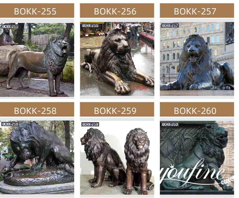 Antique Large Bronze Lion Statue for Front Porch Supplier BOKK-260