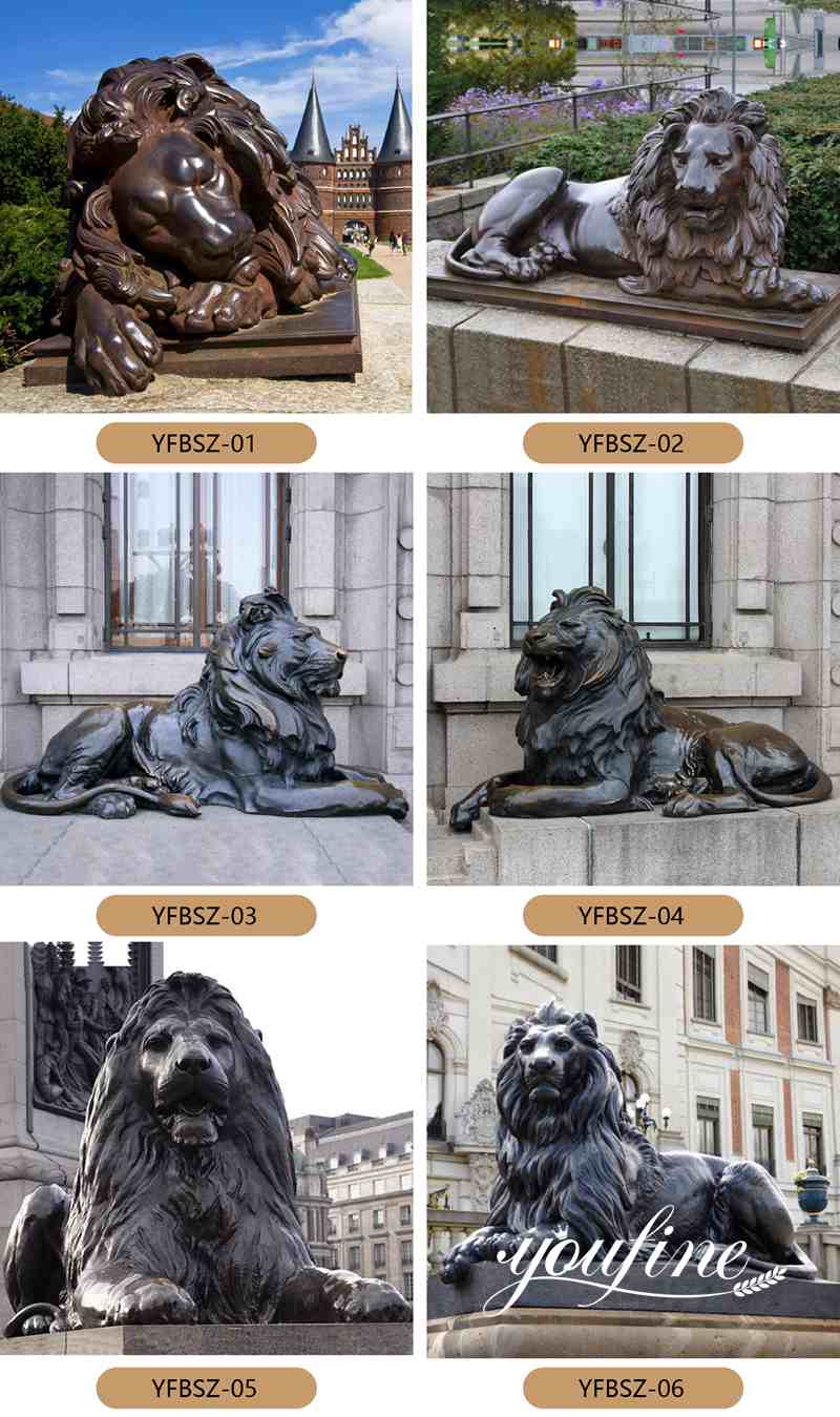 Antique Large Bronze Lion Statue for Front Porch Supplier BOKK-260