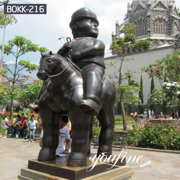Famous Bronze Bernando Botero Man on Horse Sculpture for Sale BOKK-216
