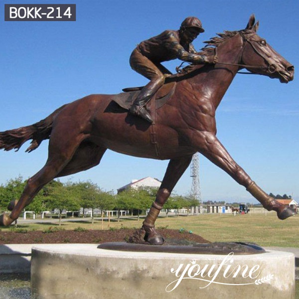 Life Size Bronze Horse and Jockey Statue Racecourse Ornament BOKK-214
