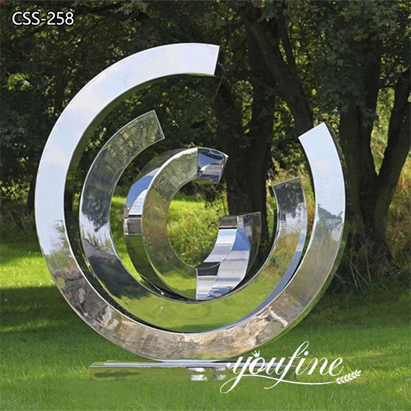 Mirror Rotating Ring Metal Garden Sculpture for Sale CSS-258