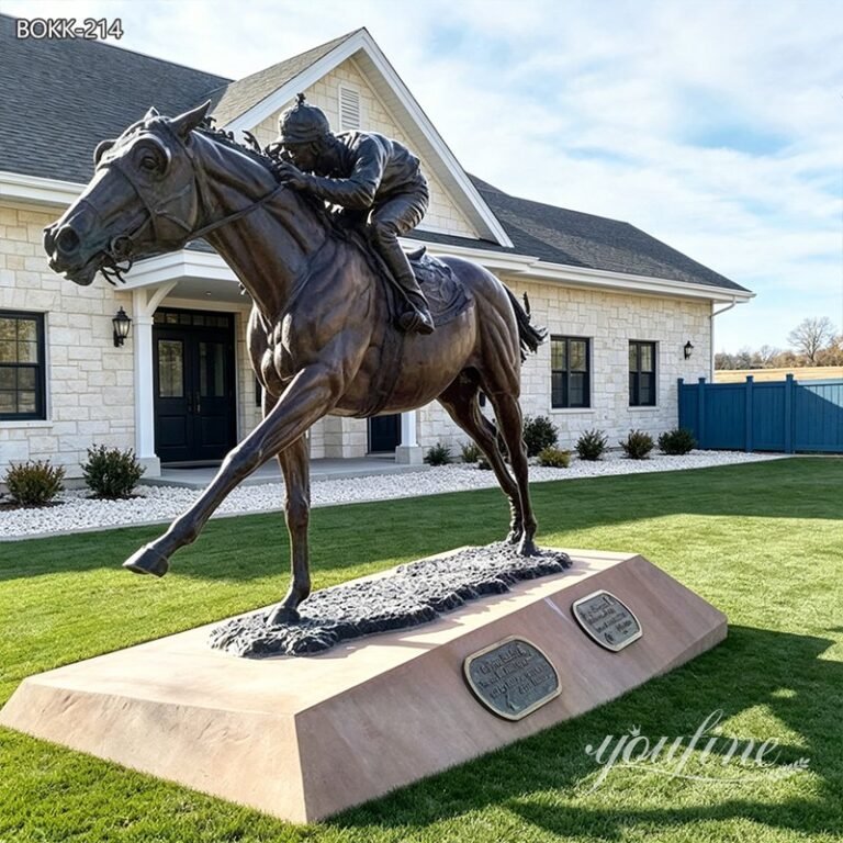 horse and jockey statue front