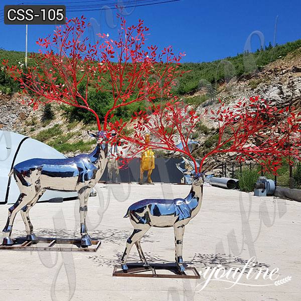 Factory Large Modern Stainless Steel Deer Sculpture CSS-105