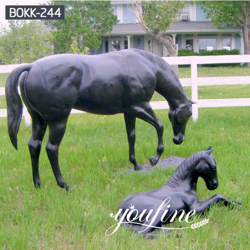 Life Size Outdoor Black Bronze Horse Statue for sale BOKK-244