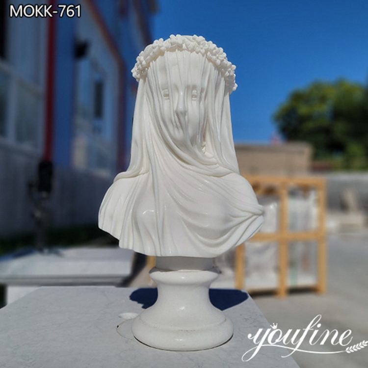 Natural White Marble Bust Veil Vestal Virgin Statue for Sale MOKK-761