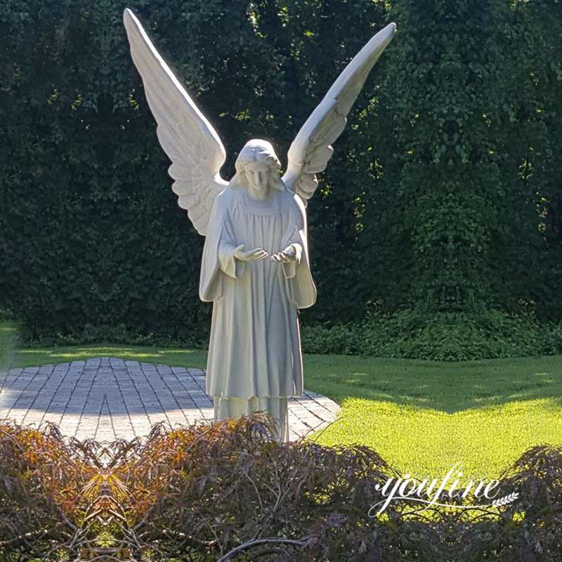 Garden Grand Cathedral White Marble Angel Statue for Sale MOKK-